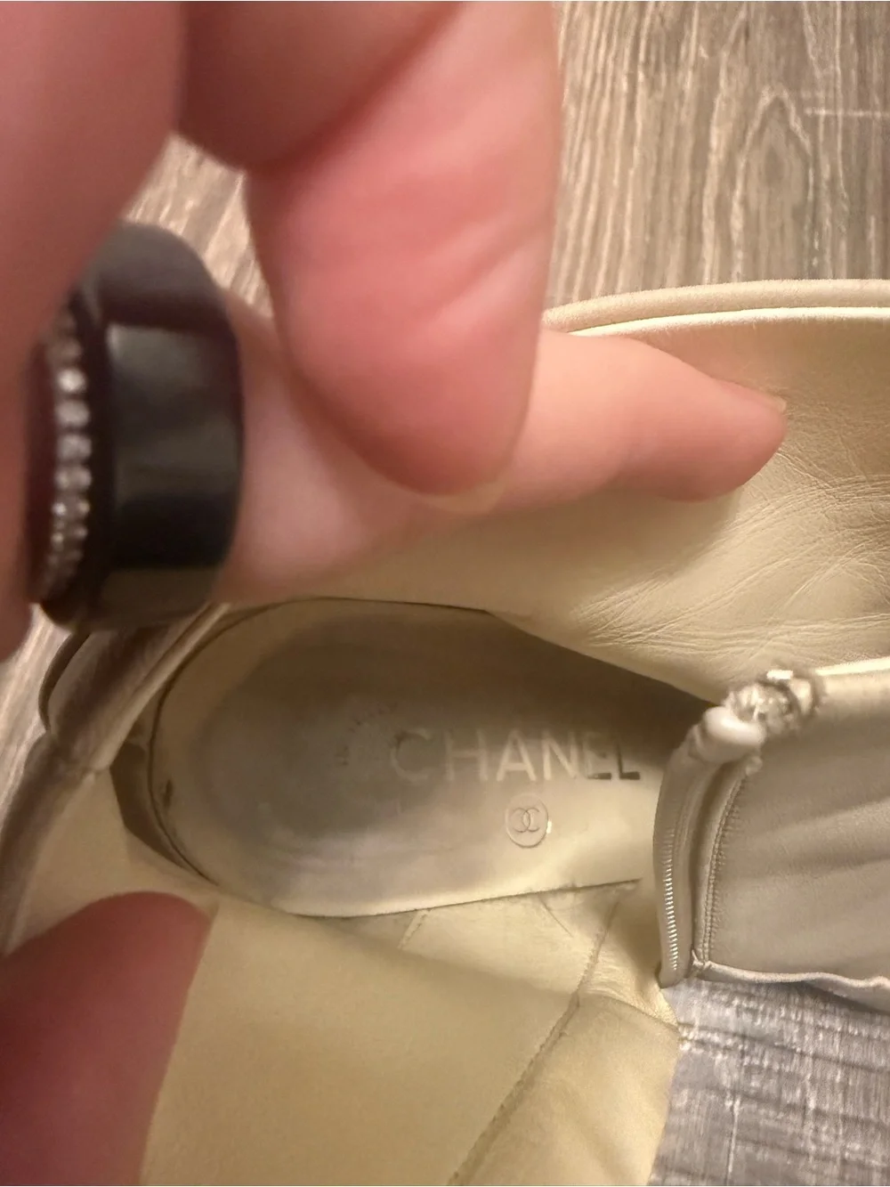 Chanel Women’s Interlocking C Lambskin Leather Beige Ankle Boots Size 37